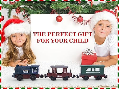 Miniatura 7 de Tren a pilas para pista de tren de madera, tren motorizado con locomotora eléctrica magnética con luz y sonido para niños pequeños y niñas de 3 a 5