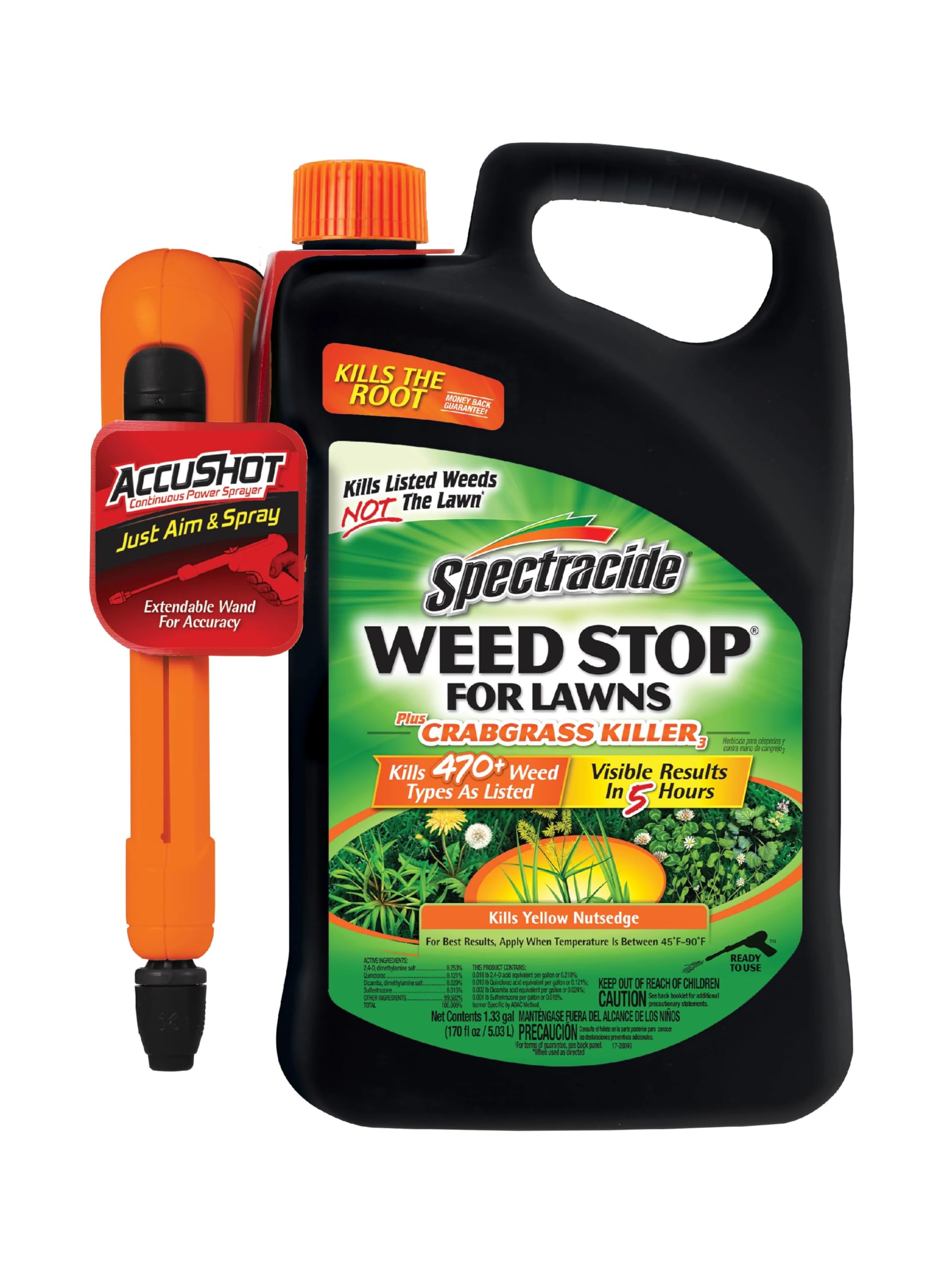 Weed Stop For Lawns Plus Crabgrass Killer, AccuShot Sprayer, 1.33 gallon