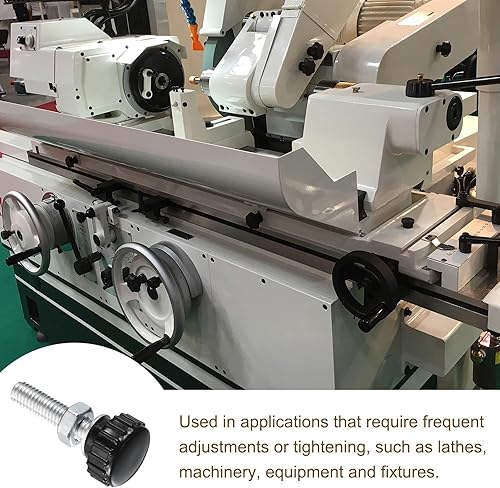 Miniatura 397 de uxcell Juego de 4 perillas moleteadas, tornillos de pulgar con tuercas y arandelas, rosca macho métrica M6 x 1.378 in, cabeza de plástico de 0.984