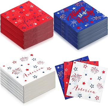 Honoson Cocktail Guest Napkins Paper Disposable Beverage Dinner Napkins Hand Towel for Holiday Birthday Party Supplies Favors Table Decoration108 Pcs,4th of July