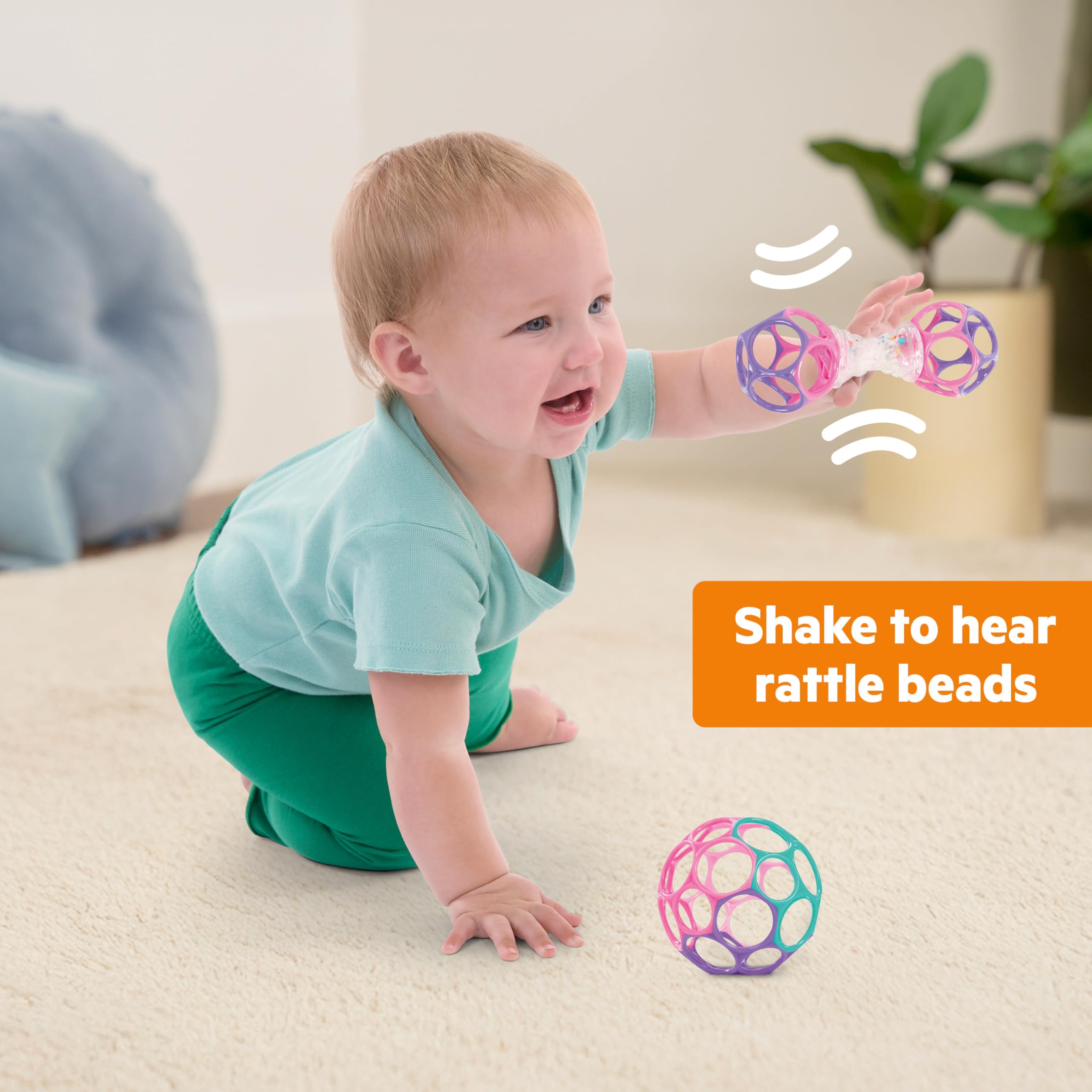 Bright Starts Delightful Duo 2-Pack Gift Set with Easy-Grasp Oball Rattles, Pink, Baby Toys for Newborn and Up - Image 3