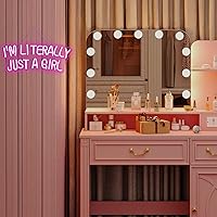 Vista 8 de Lucunstar I'M Literally Just A Girl Neon Sign Pink Led Sign Led Neon Light for Wall Decor Light Up Sign for Bedroom Dimmable Switch USB Connectivity