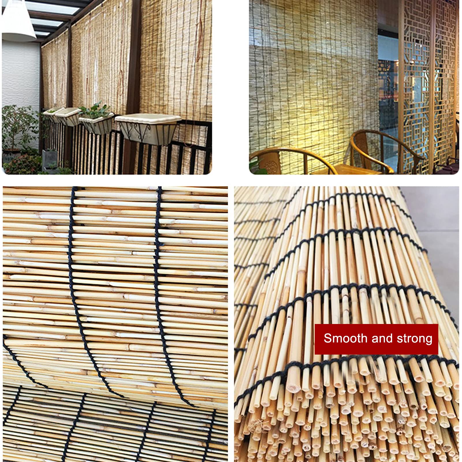 Tenda avvolgibile ecologica in bambù naturale per interni ed esterni, perfetta protezione solare per balcone, patio o sala da tè (160 x 220 cm)