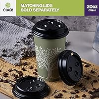 Vista 34 de CIAO! - Vaso para café con tapa de sorbo de cúpula negra, 10-24 onzas (90mm), 1000