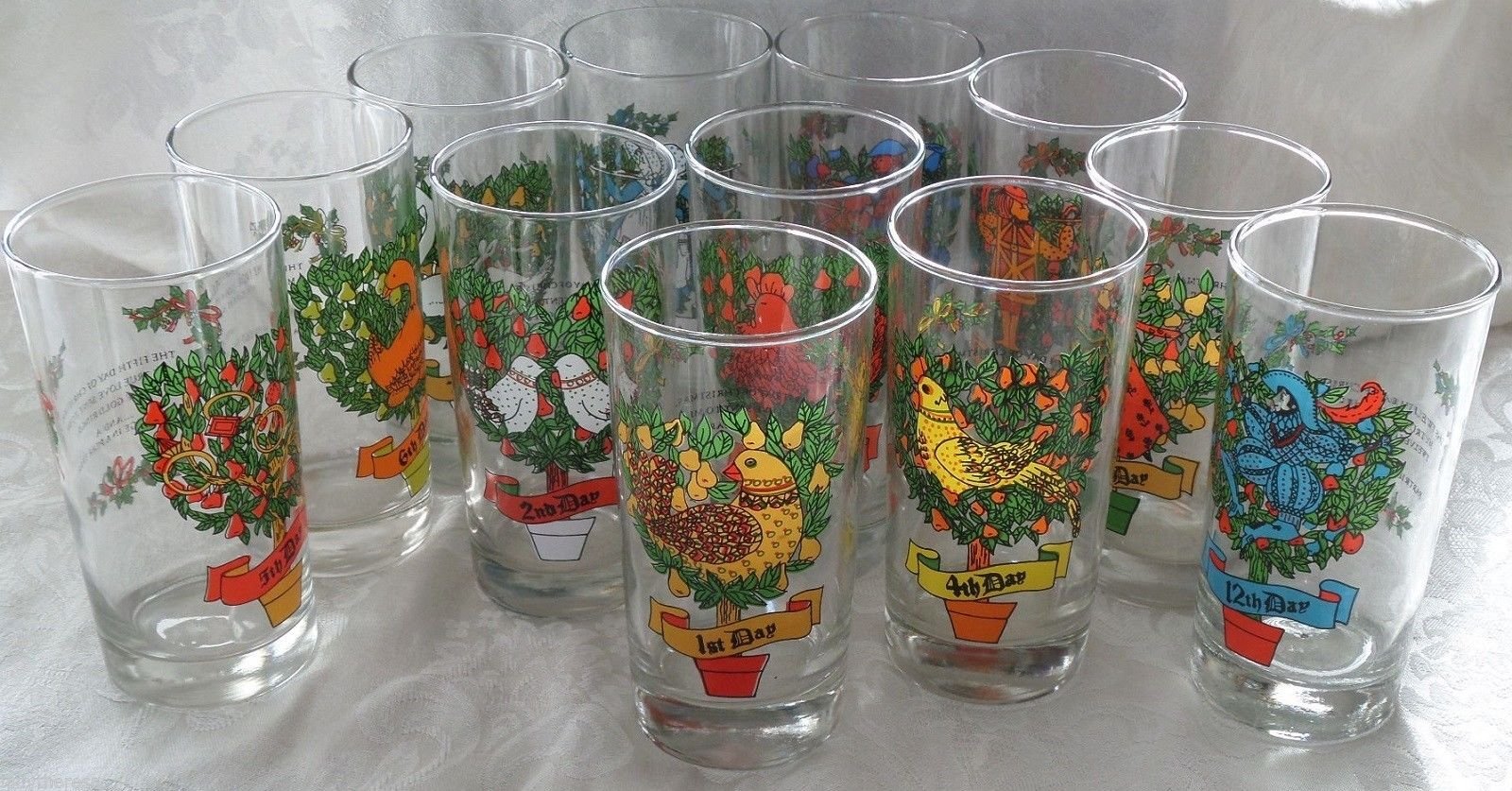 Amazon.com | Birsppy Vintage Indiana Glass Twelve Days of Christmas  Complete 12 Glass Set: Other Products: Mixed Drinkware Sets