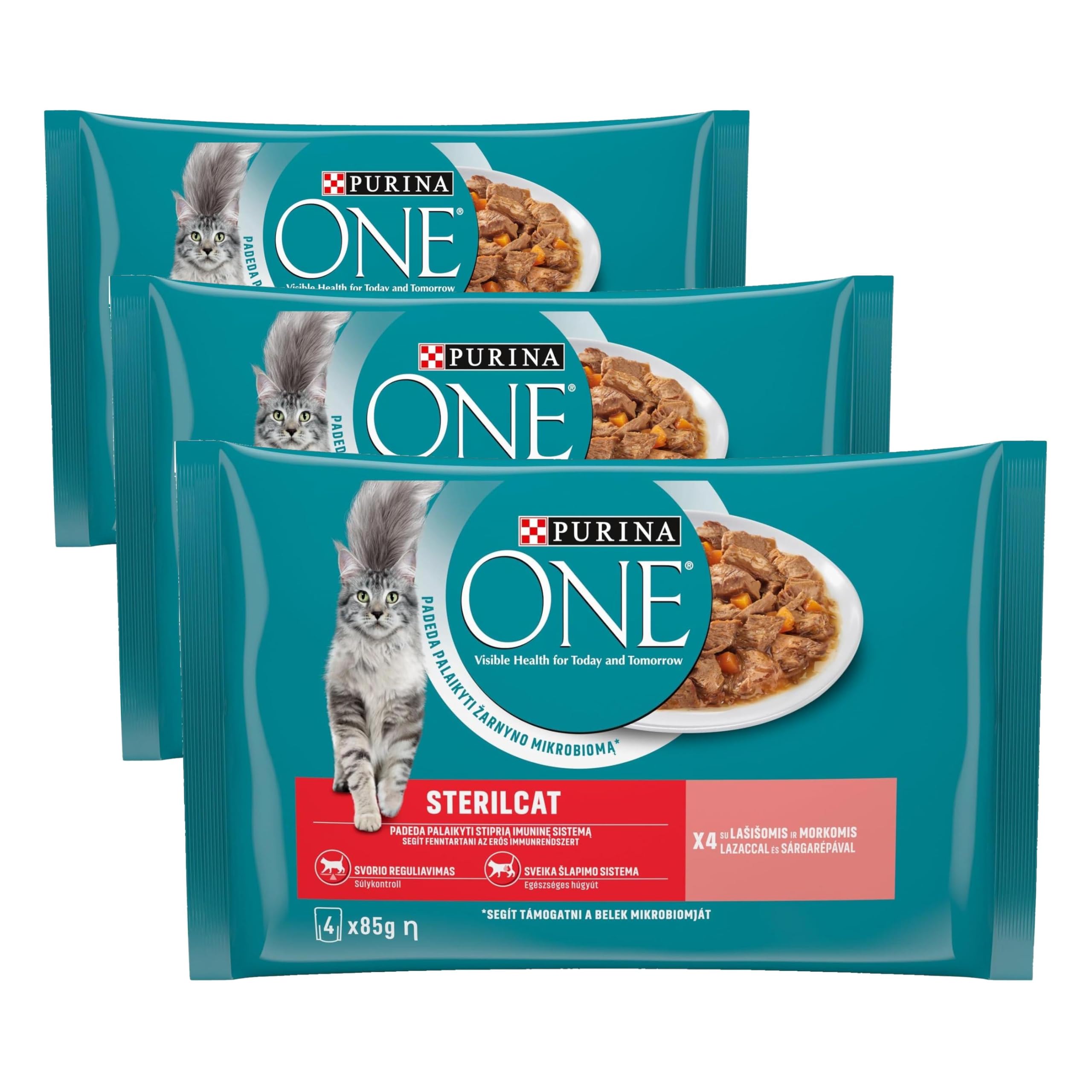 PURINA ONE Somonlu Kısırlaştırılmış Kediler İçin Yaş Kedi Maması 85 Gram, 4 Adet (3 paketi)