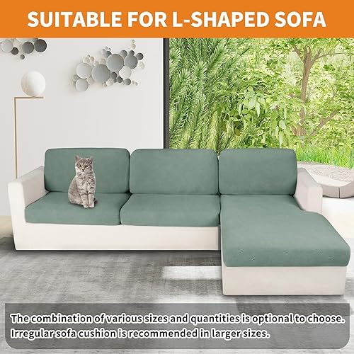 Miniatura 7 de YEMYHOM Fundas de sofá modulares para diván en forma de L, 1 pieza de cojín separado, repuesto universal, protector de muebles con patrón de rayas