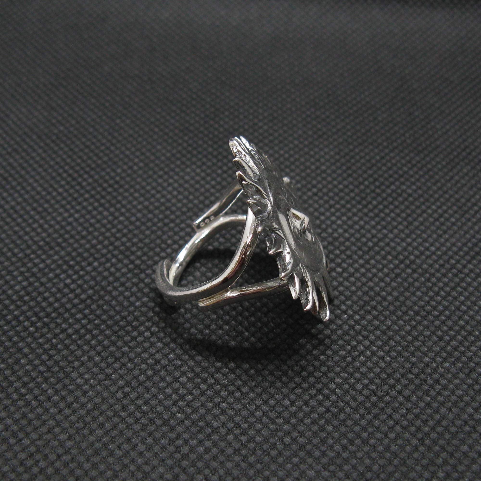 Anillo de Plata Esterlina Sol y Luna Sólido Marcado 925 Tamaño ajustable