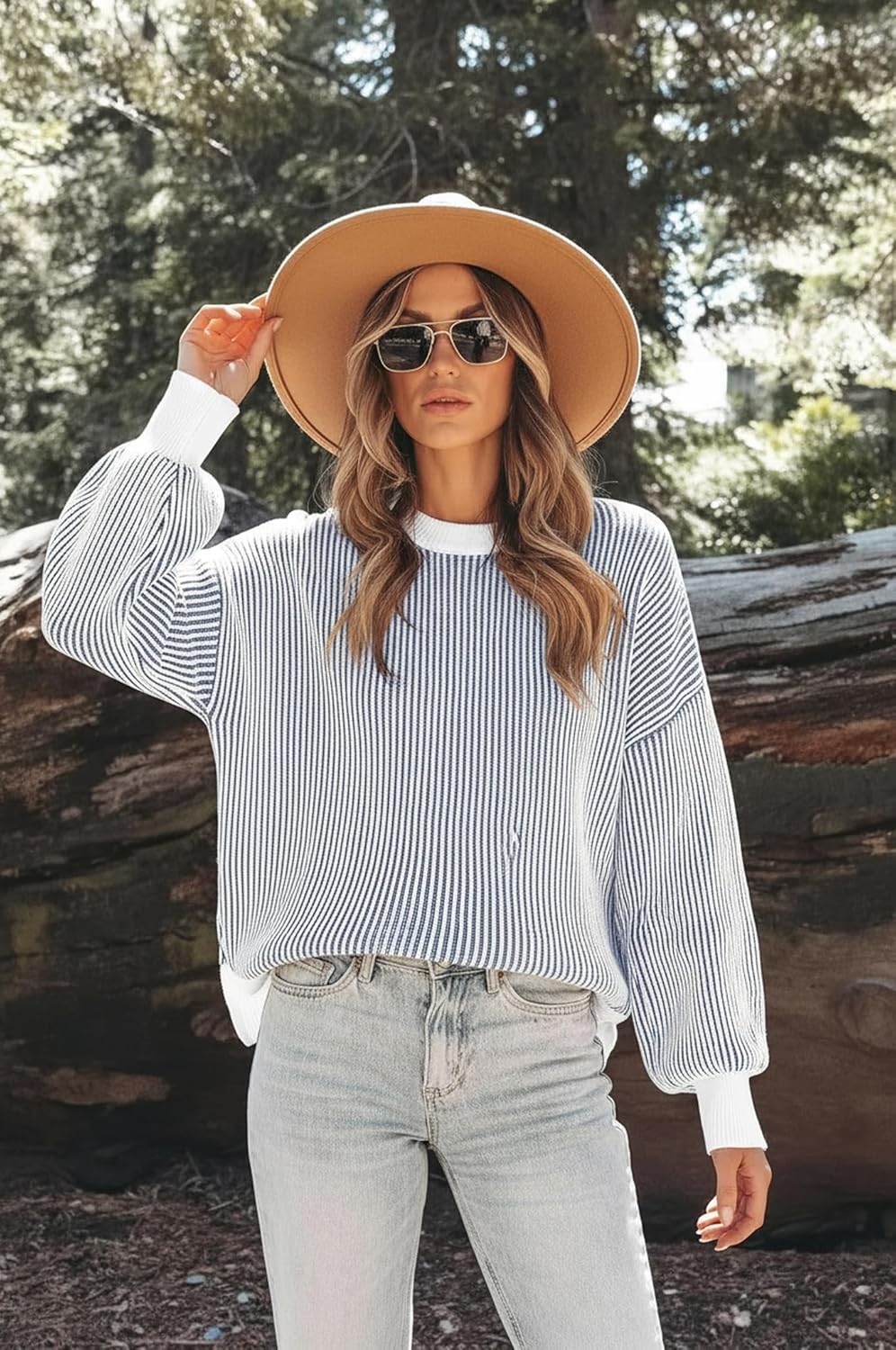 Womens Sweaters Fall 2026 Clothes Oversized Long Sleeve Colorblock Striped Knit Pullover Tops Casual Winter Trendy Outfits - Image 4