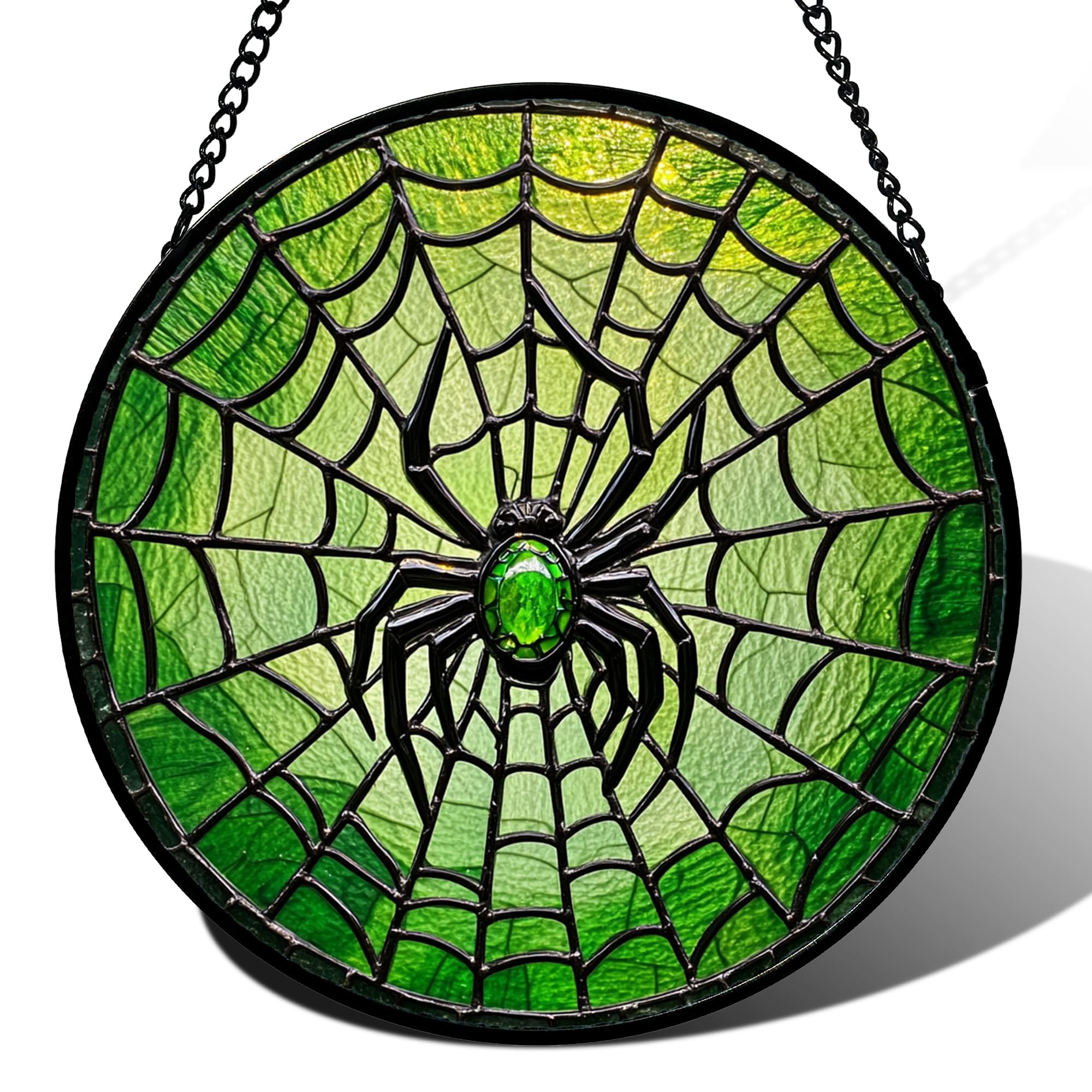 Spider Web Stained Glass Window Hanging Suncatcher Gifts for Women 15"