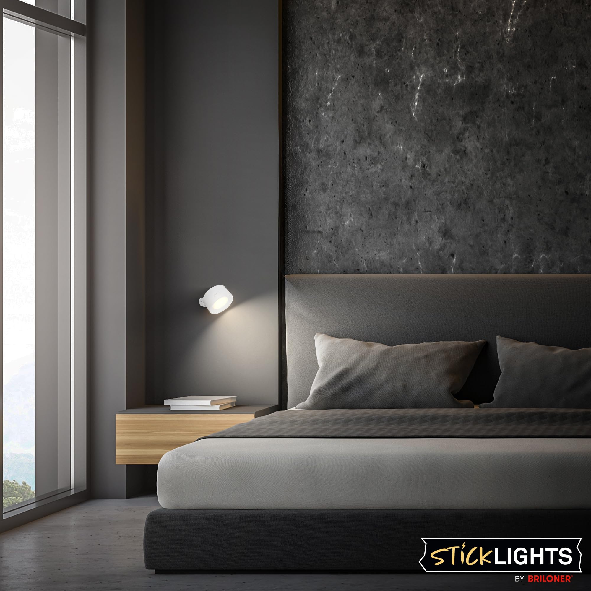 Applique Murale Sans Fil LED - Fixation Magnétique Ou Adhésive - Variateur Tactile Et CCT Réglable - Autonomie 12h - Beige