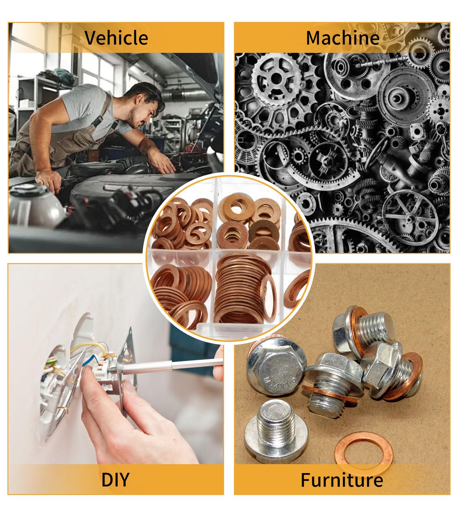 Dimensioni M5 M20 Assortimento Anelli Rame, 300 Pezzi: Set Tenuta