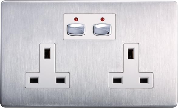 Energenie MiHome Smart Double Socket Steel - Efficient Control for Your Appliances [Energy Class A+]