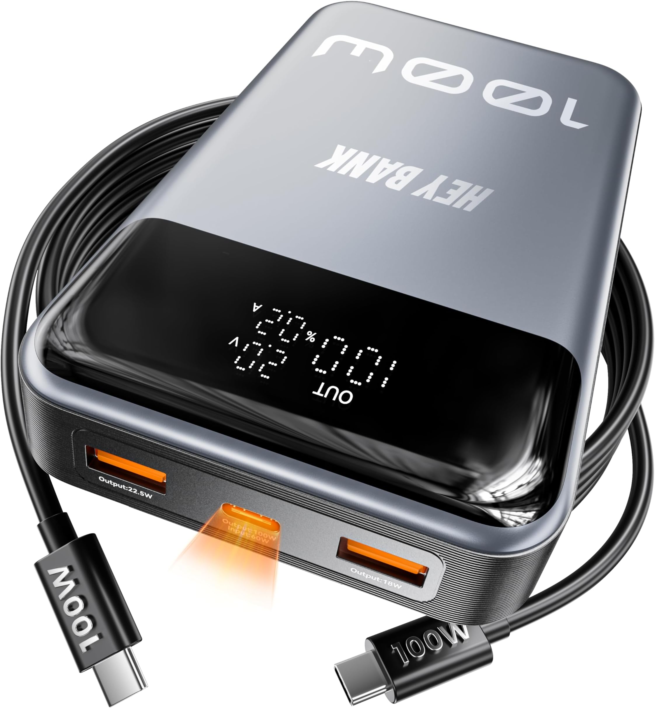 HEYMIX 100W Laptop Power Bank - 20000mAh Laptop Powerbank Portable Charger, 65W/45W/30W/20W USB C Battery PowerBank with PD Fast Charging Compatible with MacBook MacAir,iPad,iPhone 15/14/13, S23+/S22+