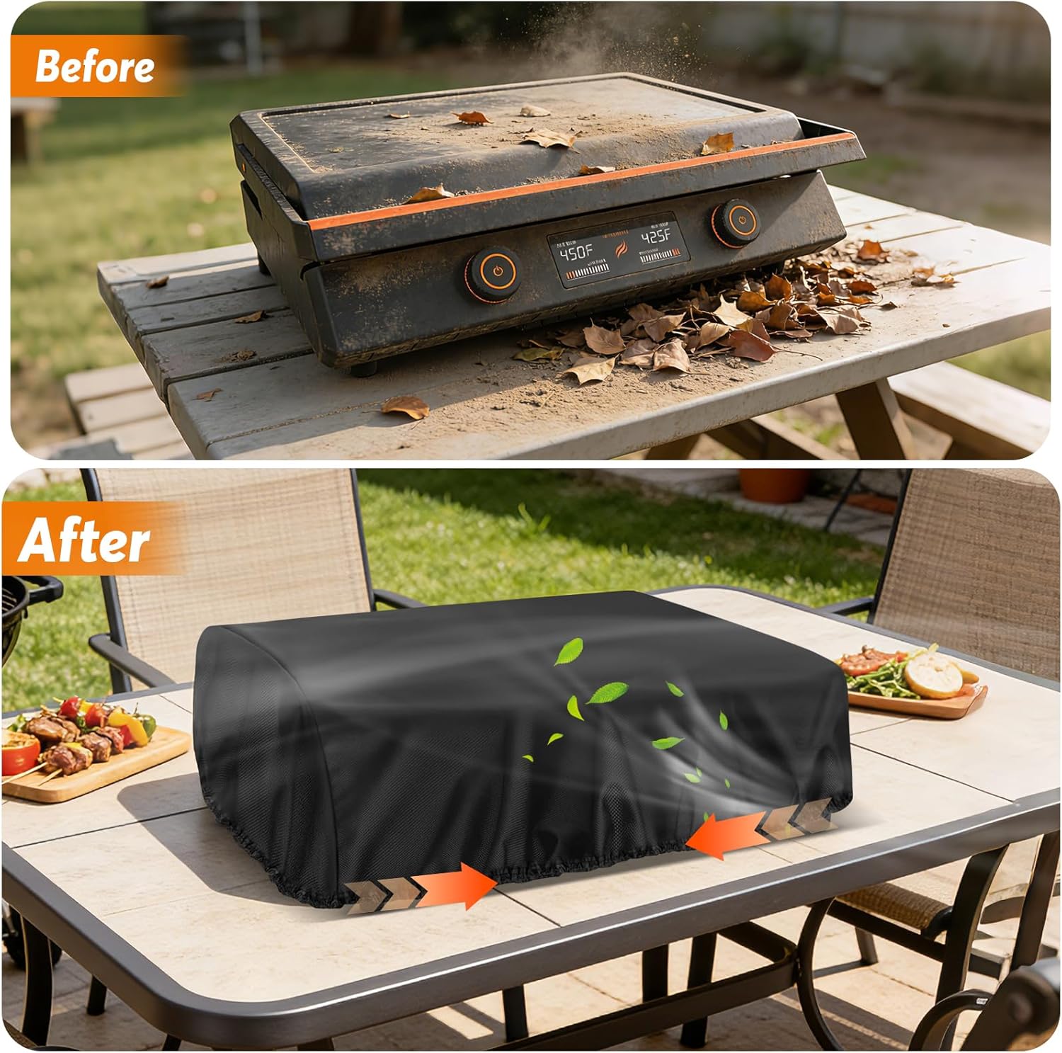 Grill Cover for Blackstone E-Series 22 Inch Electric Griddle 8001, Waterproof Table Top BBQ Grill Cover for 22-Inch Blackstone, Heavy Duty Tabletop Griddle Accessories - 25" L×21" W×7" H