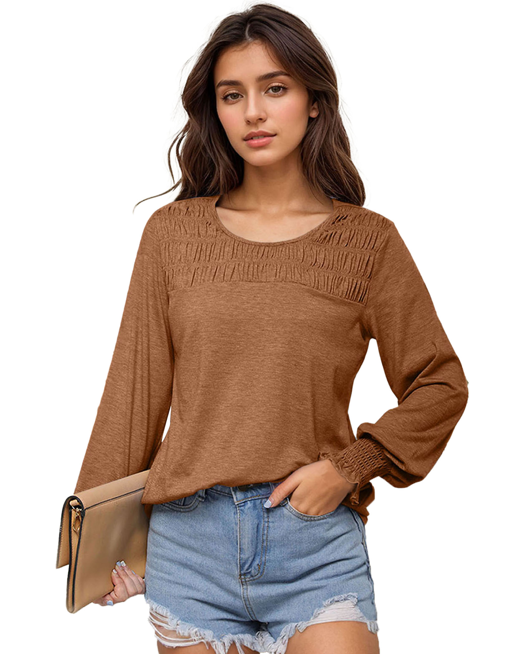 トップス Misaki Misakia Long Sleeve Shirts for Women Trendy Casual Fall