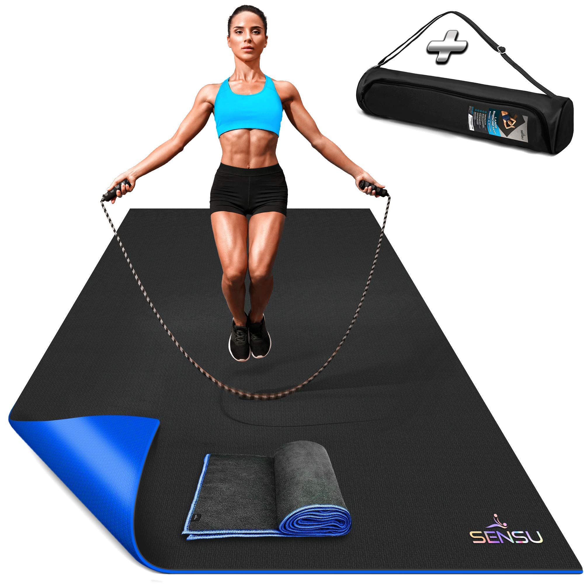 Sensu Large Exercise Mat – Extra Thick Non-Slip Workout Mat for Home Gym, Durable Shoe-Friendly Fitness Mat for Strength Training, Stretching, Cardio,