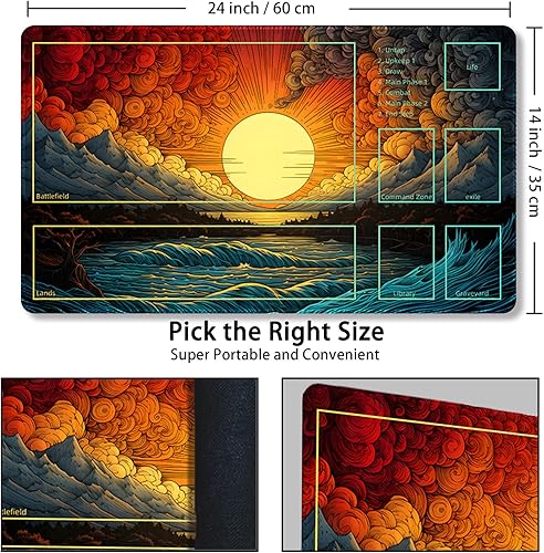 Miniatura 108 de MTG Playmat, Free Storage Bags, 24 x 14 Inches, TCG & Board Game Mat with Zones