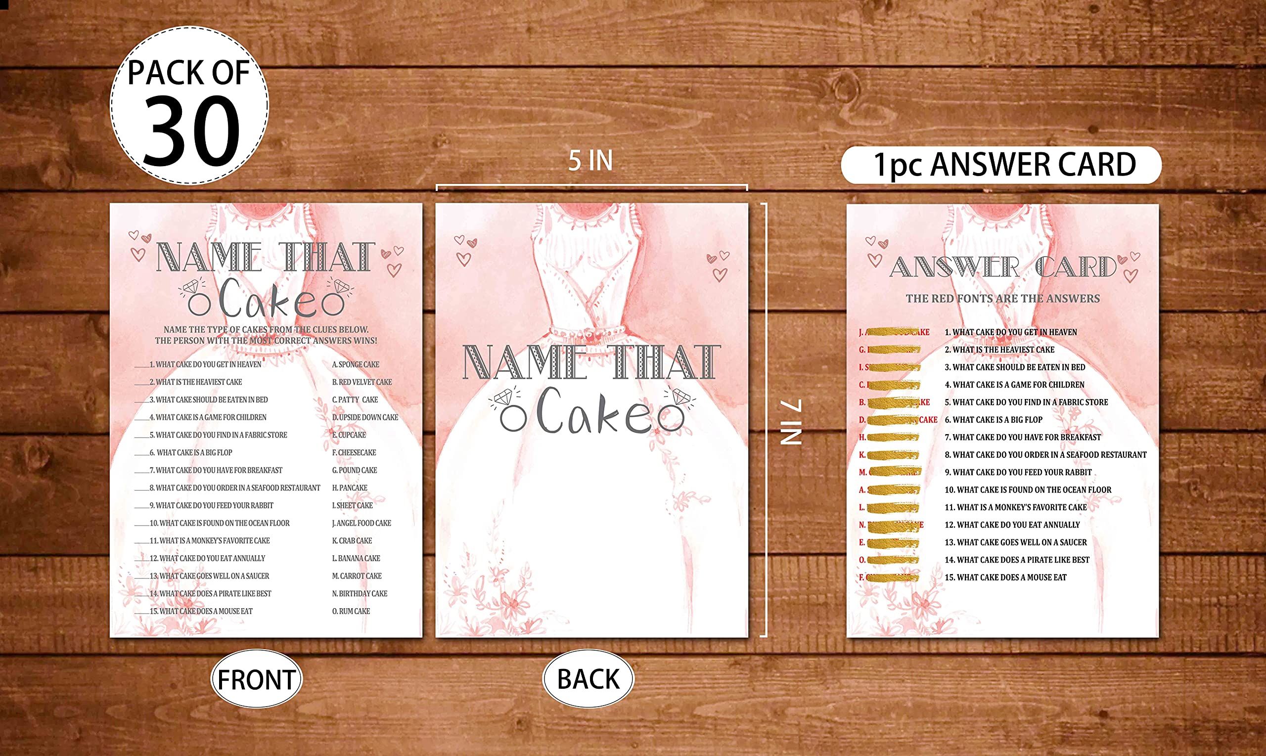 Amazon.com: Bridal Shower Games, Wedding Party Games, (Name That Cake),  Bridal Shower Decorations, Gift – 30 Cards per Set (Suit014) : Home &  Kitchen