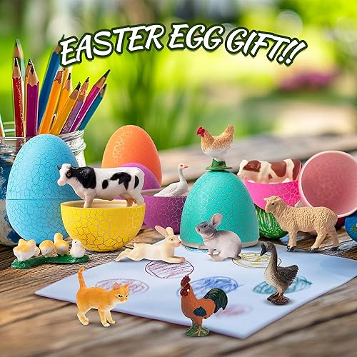 Miniatura 3 de Toymany Juego de 14 figuras de animales de granja pequeñas de 06 a 25 pulgadas figuras de granja de textura detallada juego de decoración de