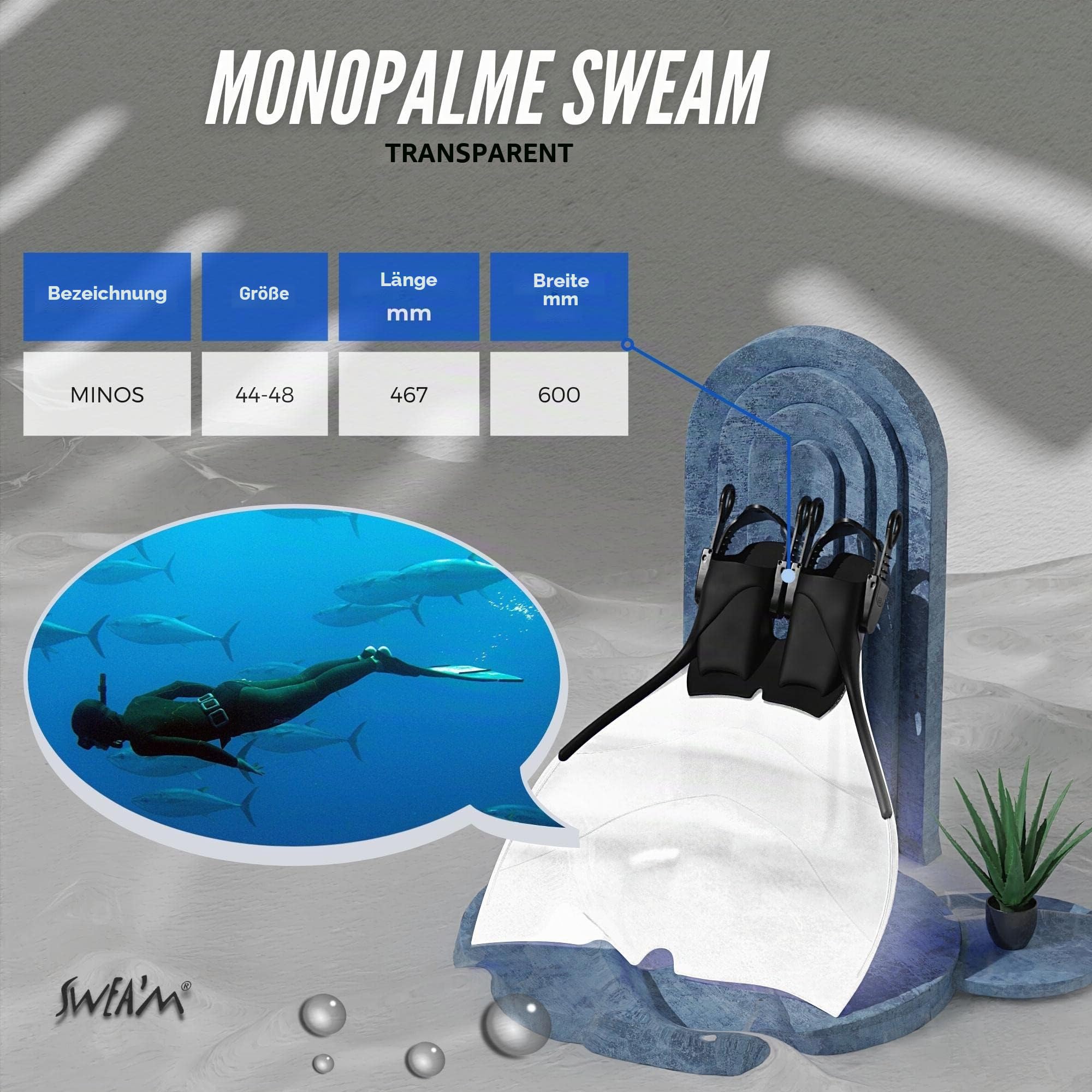 Sweam - Monoflosse Verstellbar, Transparent 44 - 48
