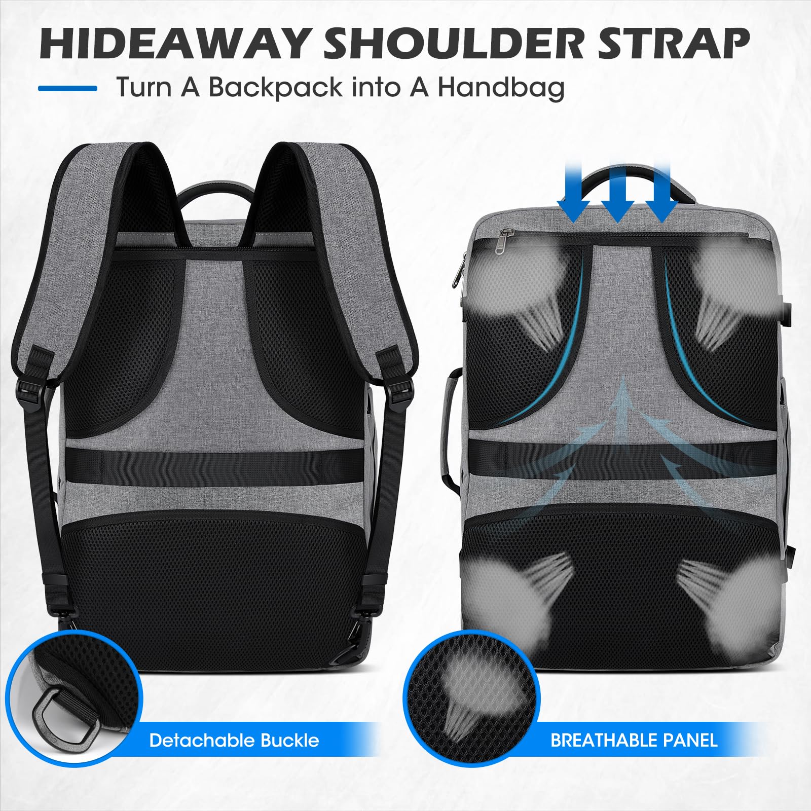 Lubardy Zaino da Viaggio Uomo Grande 40L Borse da Cabina Zaino per Aereo Bagaglio A Mano Zaino Porta PC 17,3 Pollici Zaini Casual