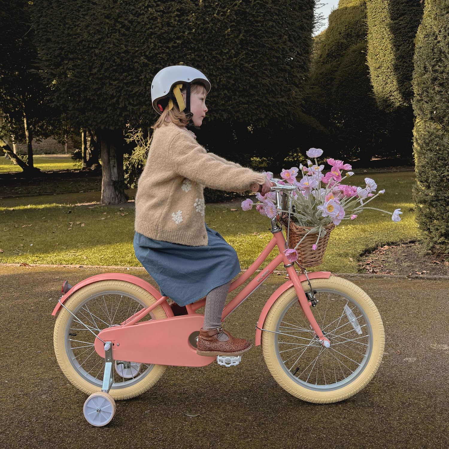Glerc Little Molly 12-20 Zoll Kinderfahrrad mit Korb, für Jungen und Mädchen im Alter von 3 bis 12 Jahren, mit Klingel und Stützrädern, Rose/Blanc/Vert Menthe/Bleu/Violet/Jaune