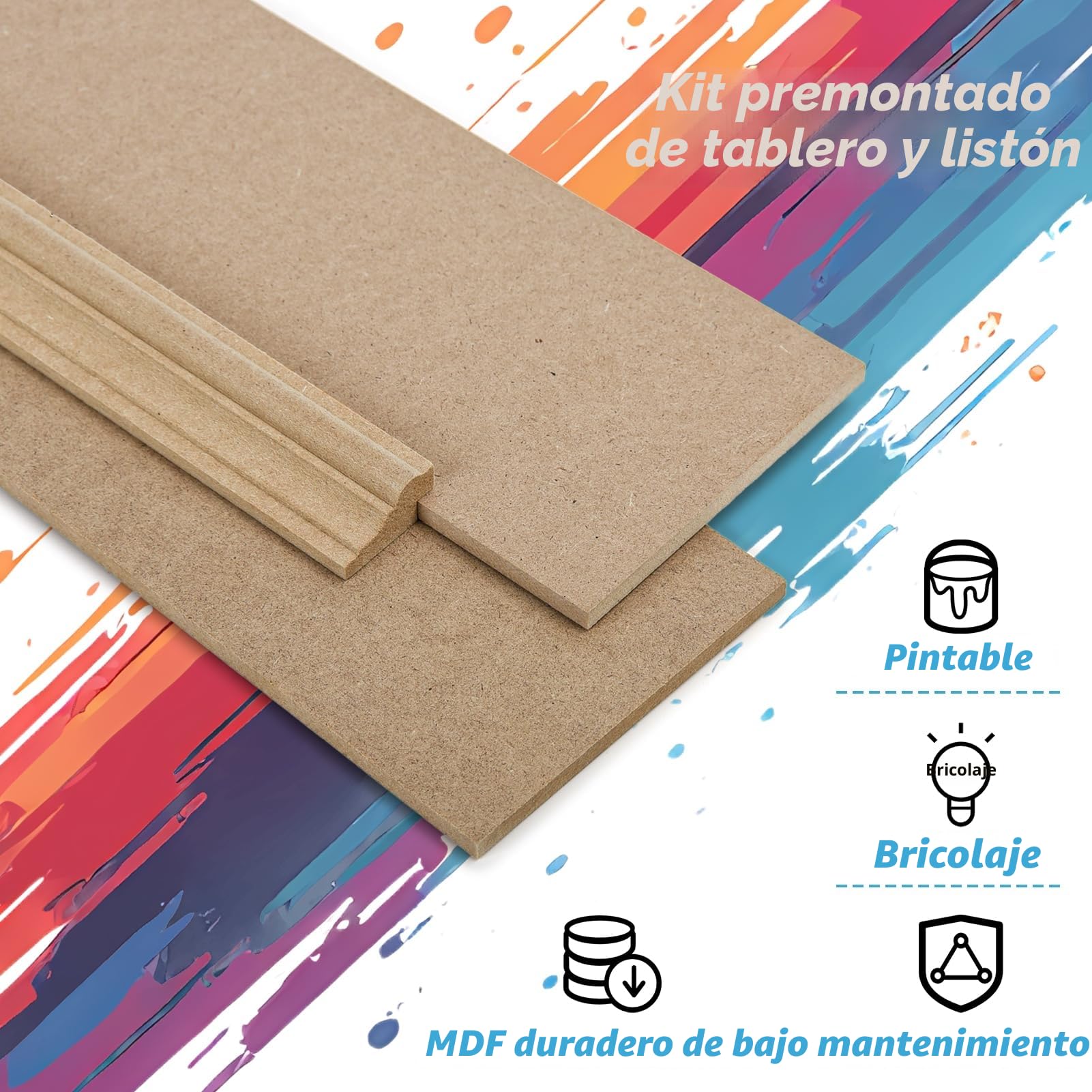 Art3d Kit de paneles terminados Board & Batten para revestimiento de pared (210 x 113 cm) de MDF para pintar, ideal para cocina, dormitorio y sala de estar – Incluye listones de borde