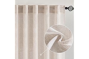 MIULEE Linen Farmhouse Curtains: 84-inch Neutral Elegance for Your Home