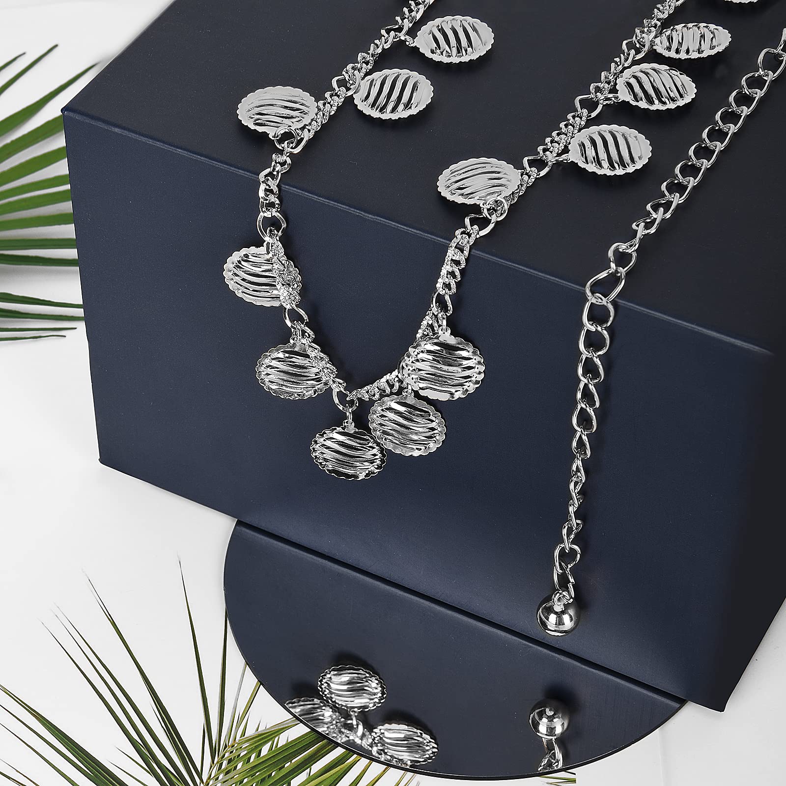TOURZOO Metallkette für Damen, verstellbare Taillenkette für Kleider/Jeans, Western-Concho, Länge 116,8 cm (68,6 cm + verlängerte Kette 48,3 cm)