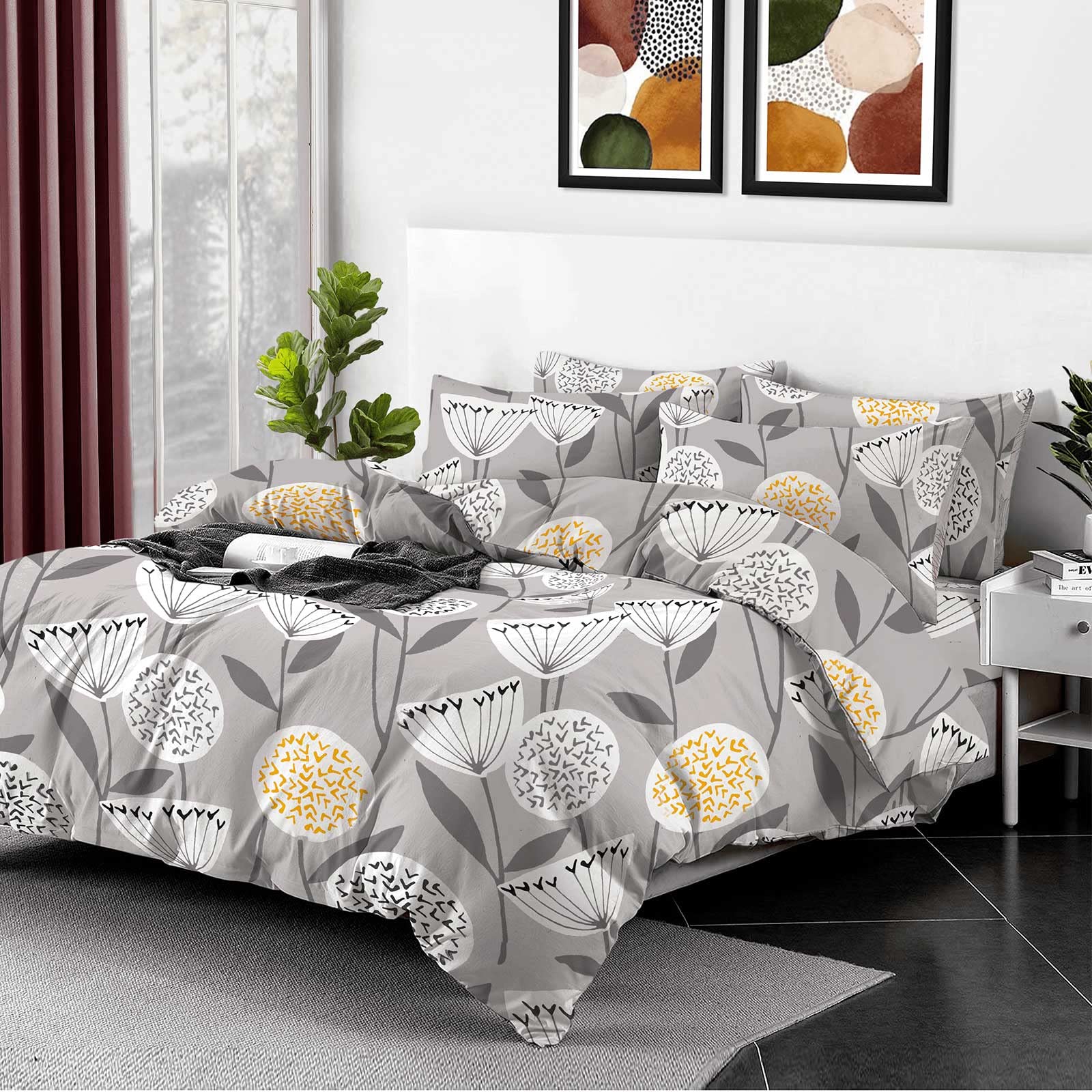 EverSoft Bedding 4Pcs Set 100% Egyptian Cotton Printed Duvet Cover Double Size with 1x Printed Fitted Sheet & 2 Matching Pillowcase Pair 400 Thread Count Quilt Reversible Double Duvet Cover Set — image 1