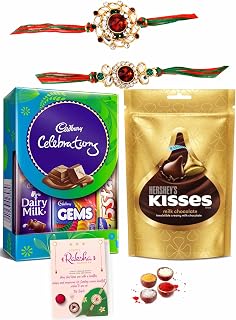 Rakhi Set for Brother and Bhabhi with 2 Chocolate Pack with 2 Premium Kundan Rakhi Set for Bhaiya and Sister in law -Super Price In India
