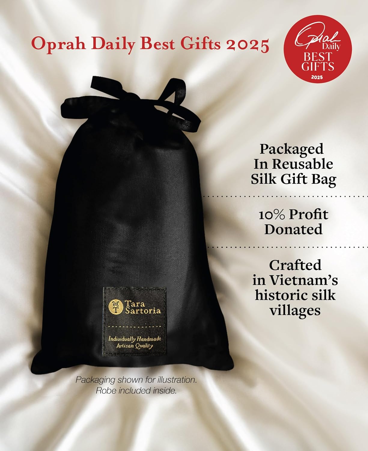 Tara Sartoria Luxury Artisan Silk Robe for Women, 27 Momme, Full Length, Washable, XS–4XL, Oprah Daily 2025 - Image 6