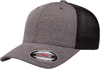 Flexfit Mens 110 Mesh Trucker Hat, Dark Heather/Black, One Size