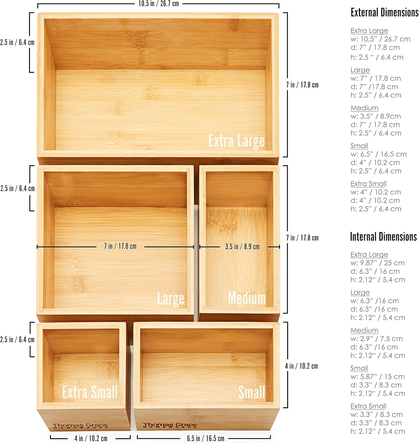 Bboo Der Organizer and Stora Set, Multi-use Stora Trays, Wood