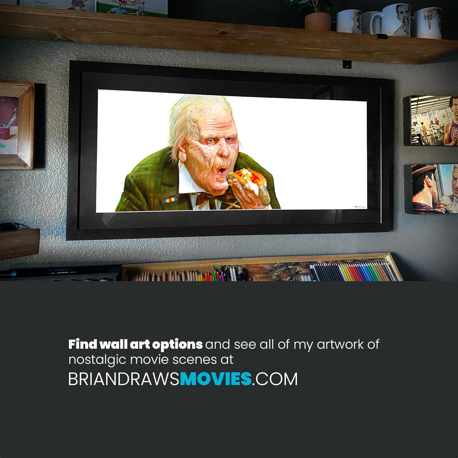 Nothing But Trouble Judge Hot Dog Scene Coffee Mug, Dan Aykroyd Fan Art for Dad, Horror Comedy Movie Lover Gift, Film Buff Art Present, Colored Pencil Drawing (15 oz. Ceramic Mug)