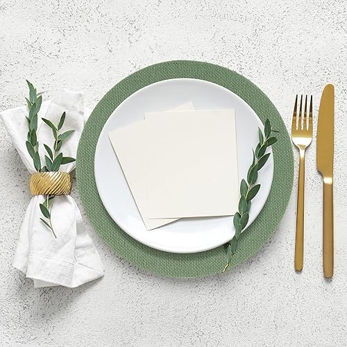 Miniatura 7 de 12 manteles individuales de arpillera verde salvia a granel, manteles individuales redondos de arpillera de 11.8 pulgadas, reutilizables, manteles