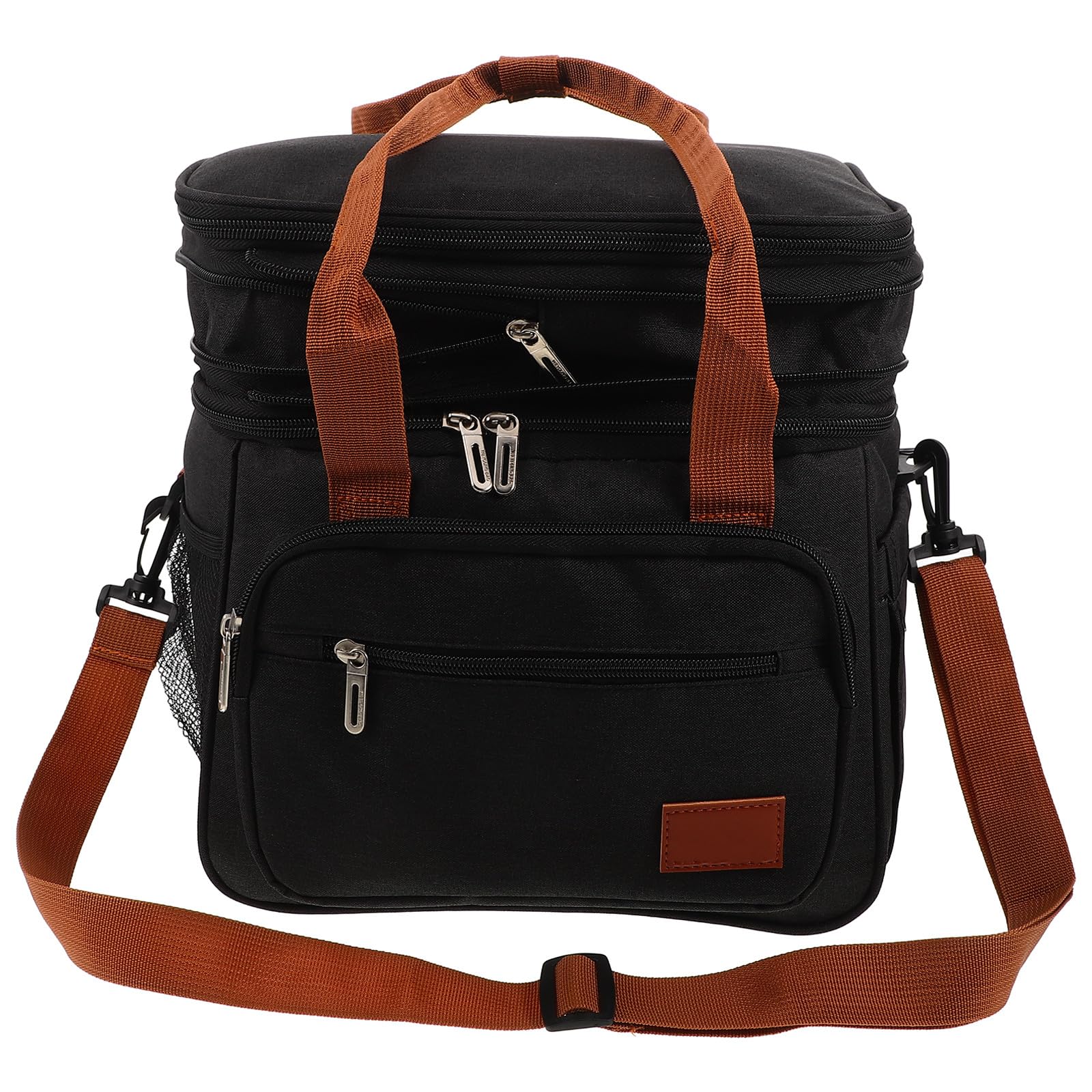 Operitacx Fiambrera de doble capa, bolsa térmica para el almuerzo, bolsa refrigeradora expandible, ligera a prueba de fugas con correa para el hombro, para hombres y mujeres, 28 x 26 x 25 cm.