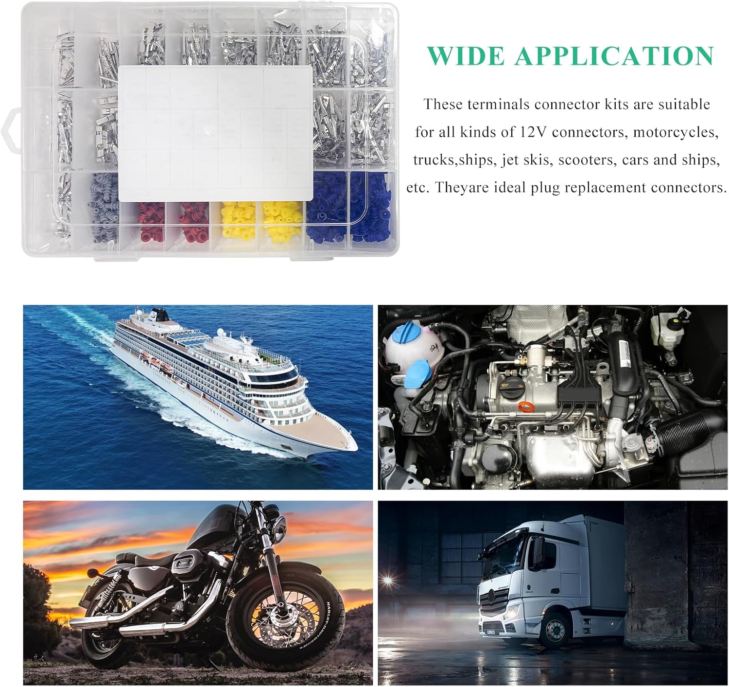 755PCS 21 Type Pin Connectors Kit, 1/1.5/1.8/2.2/2.8/3.5mm Car Electrical Wire Terminal Pins Connector, Non-Insulated Plug Removal Tool & Male Female Crimp Pin, Car Accessories