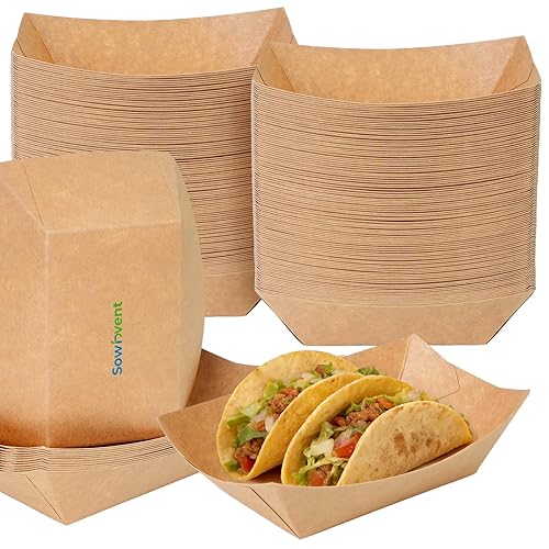 Disposable Kraft Paper Food Trays 2lb, 200 Count Serving Boats
