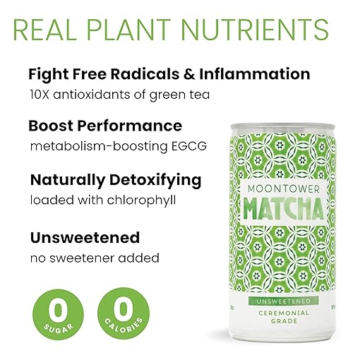 Miniatura 7 de Moontower Té verde Matcha té matcha japonés de grado ceremonial enlatado y listo para beber latas de matcha de 6 onzas 40 mg de cafeína para energía