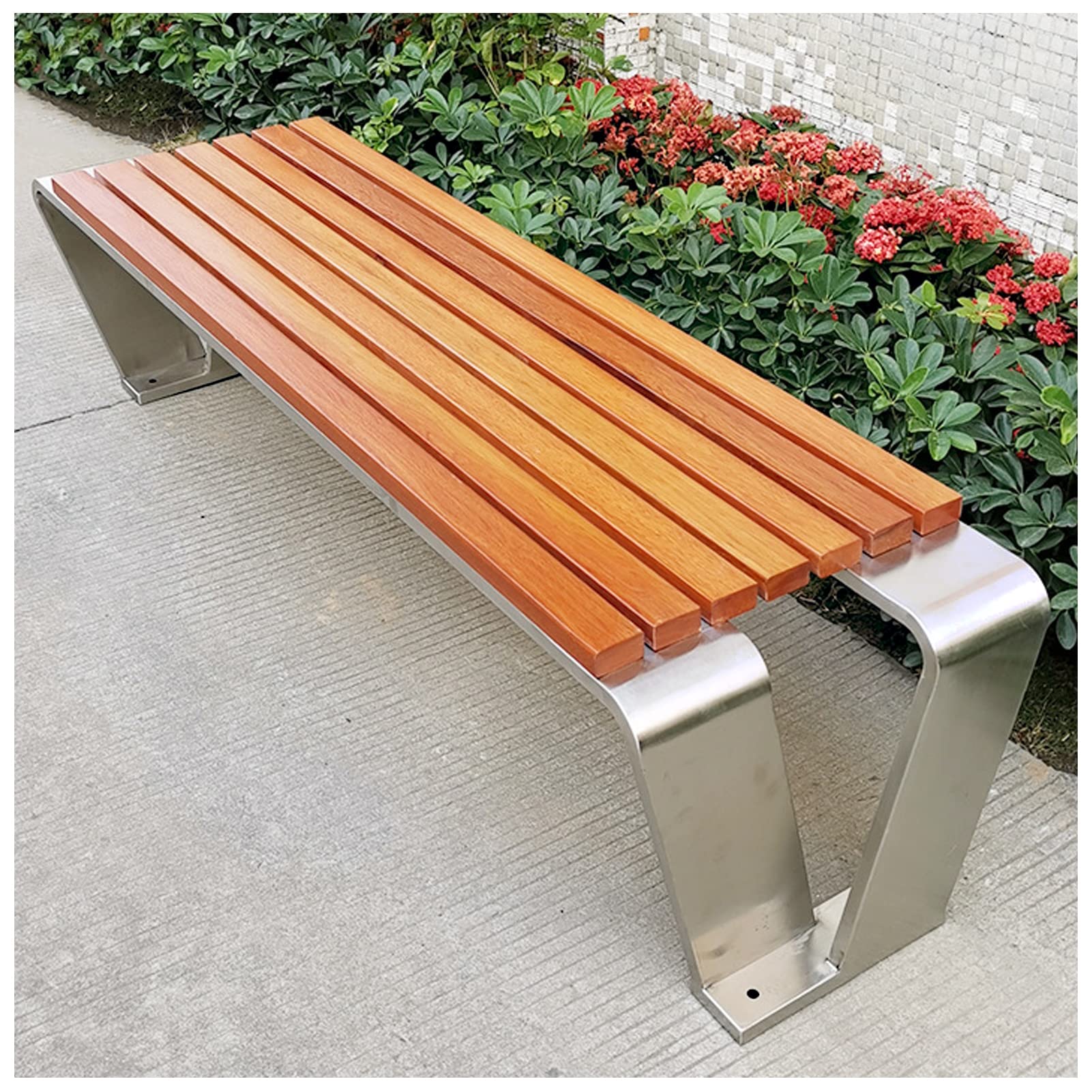 Panchina da Esterno, Panchina da Giardino da Esterno, Panchine da Esterno, Panca da Parco in Metallo Panchine da Esterno in Ghisa for Patio, Parco, Portico,Teak,100x40x45cm