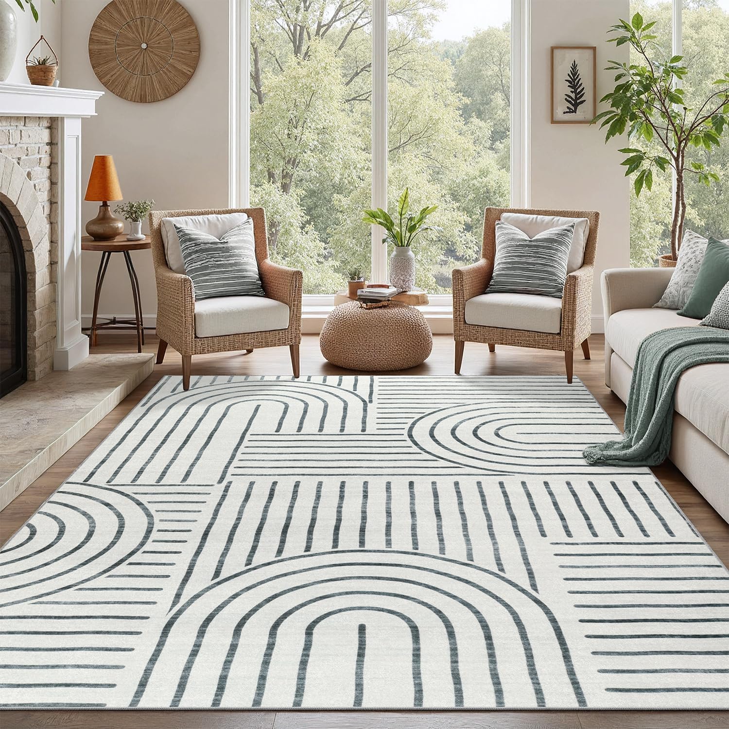 Amazon.com: DCX Abstract Machine Washable 6x9 Rug, Gray Modern