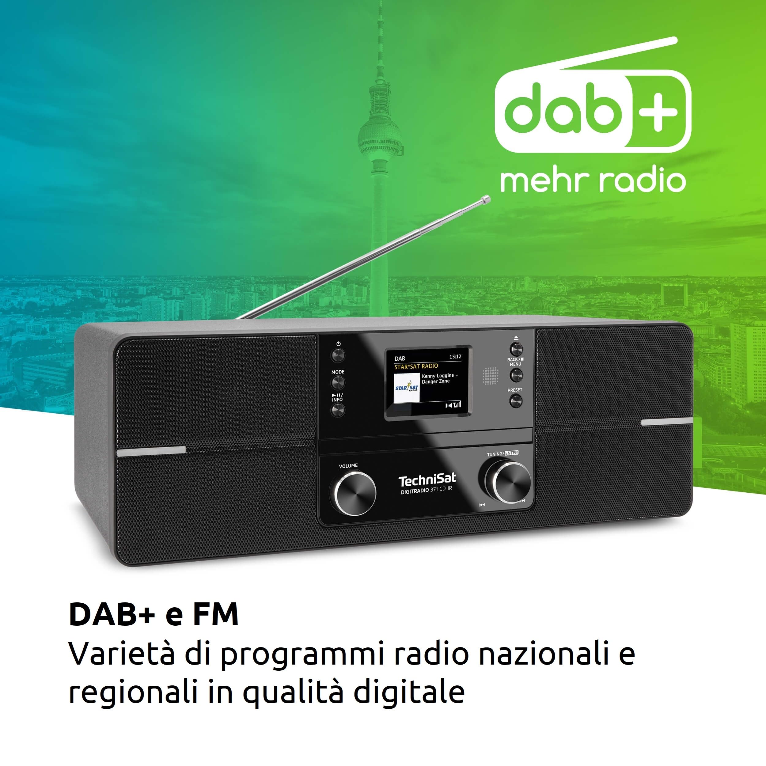 TechniSat DIGITRADIO 371 CD IR Internetradio Stereo DAB+ VHF CD WLAN Bluetooth 10 W nero