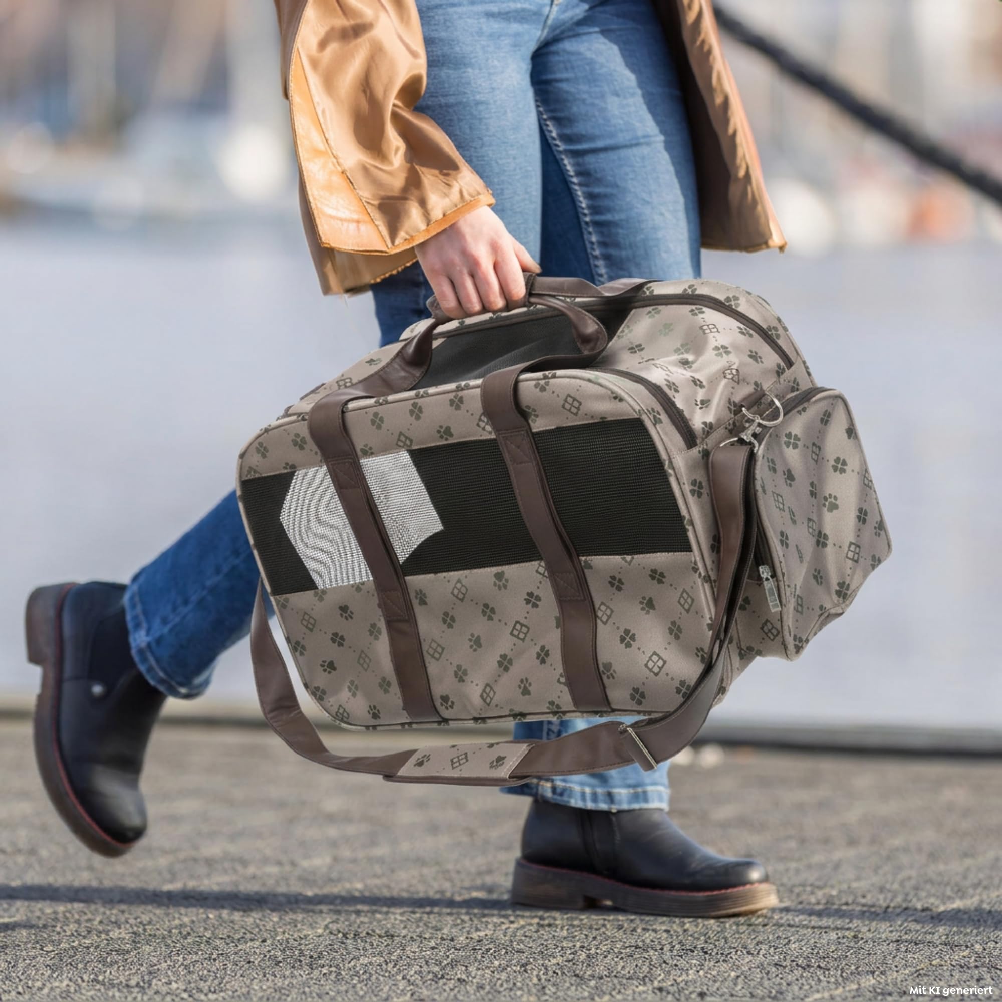 Trixie 28903 Tasche Maxima, erweiterbar, 33 × 32 × 54 cm, beige/braun
