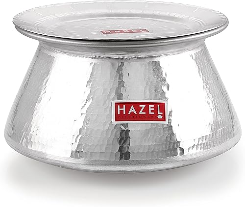 Miniatura 5 de HAZEL Biryani - Olla de cocina de arroz Biryani con acabado martillado de aluminio, 9.1 in, 5 litros (338.1 fl oz)