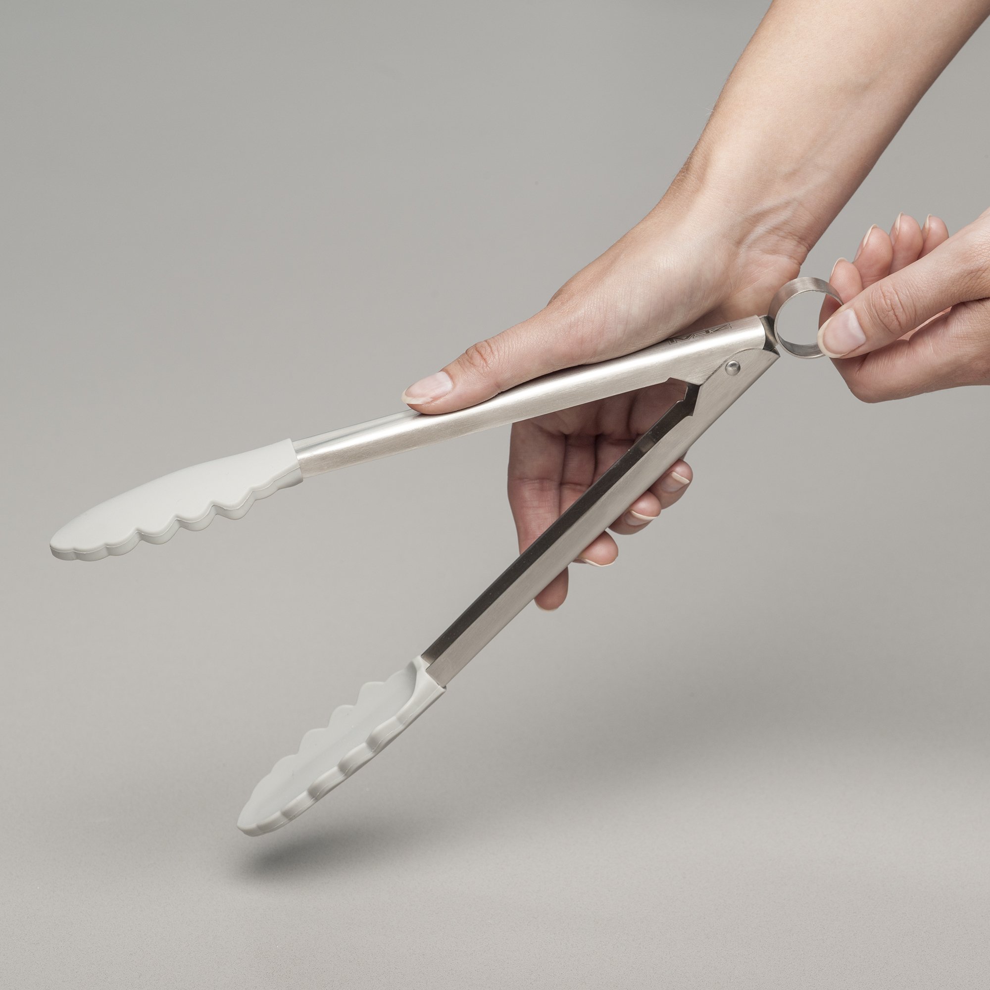 Zeal - Pince de Cuisine en Silicone à poignées en Acier Inoxydable - Ne Raye Pas, Silicone, Gris, 26 cm