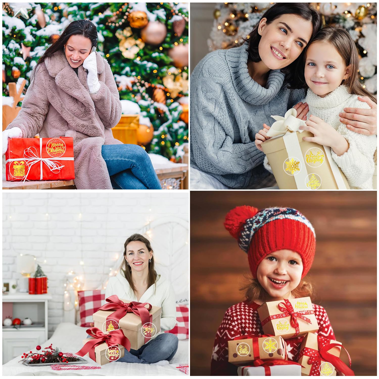 To From Christmas Stickers 2" Round Sheet - Personalized Christmas Stickers - Merry Christmas Seal Stickers - Gift Label Stickers - View #2