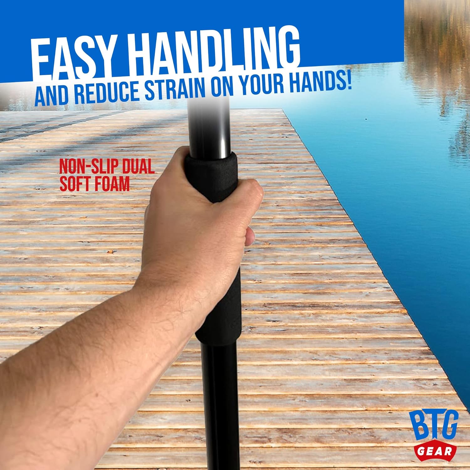 5 ft to 8.5 ft Marine-Grade Telescoping Boat Pole w/Removable Hook for Docking, Floating, Extra-Strong Aluminum, Boats up to 40 ft