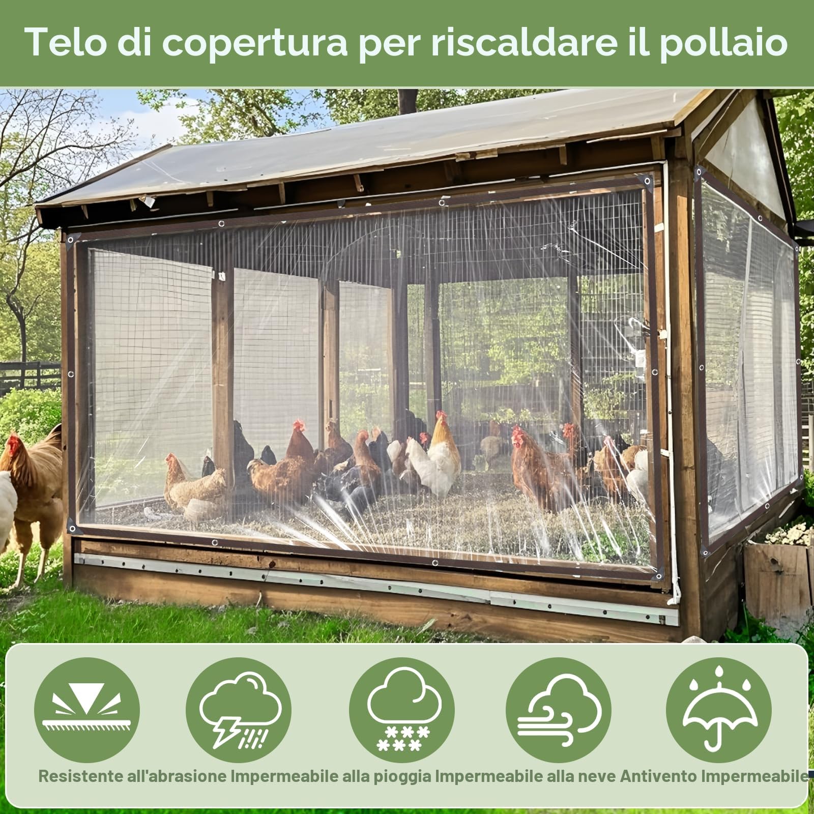telone trasparente occhiellato,tteloni impermeabile per esterno telo plastica polietilene con occhielli trasparenti occhiellati tende per antipioggia balcone legno pianta Giardino 2 x 3 m